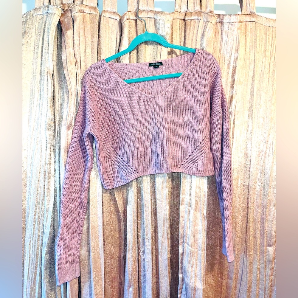 *sold on Merc* Wild Fable” pink sparkly cropped sweater💖